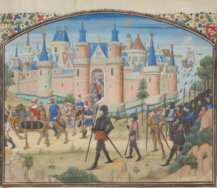 The Siege of Tyre, 1124. Miniature from the "Historia" by William of Tyre od Unbekannter Künstler