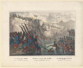 Turkish troops storming Fort Shefketil on November 15, 1853
