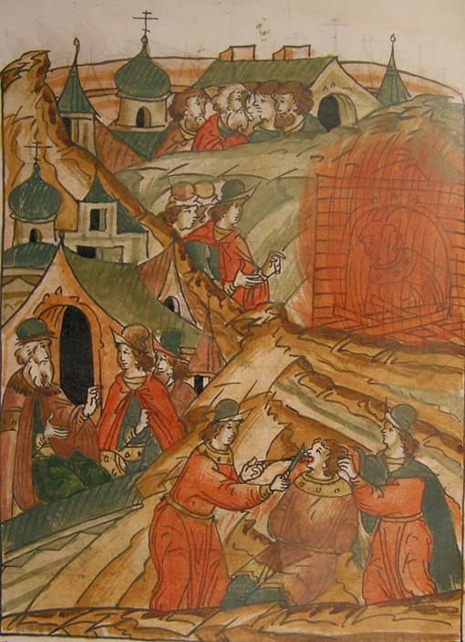 Execution of heretics (From the Illuminated Compiled Chronicle) od Unbekannter Künstler