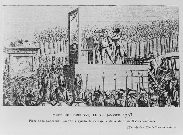 The Execution of Louis XVI in the Place de la Revolution on 21 January 1793 od Unbekannter Künstler