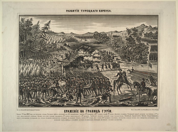 The Battle at the Choloki River, at the border of Guria on June 4, 1854 od Unbekannter Künstler