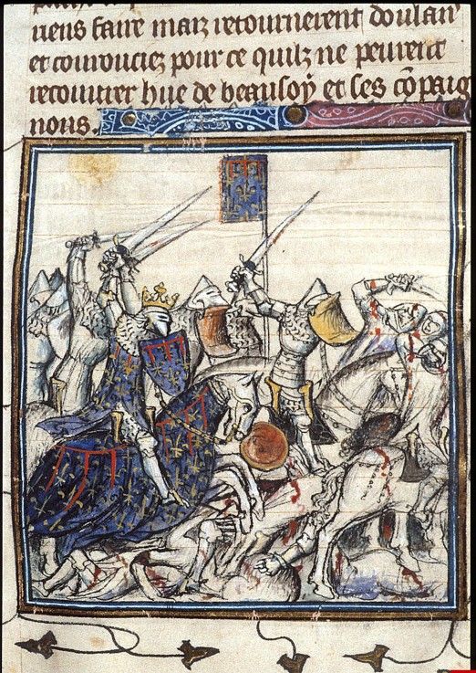 Crusaders and Saracen Fighting during the Third Crusade (From the Chroniques de France ou de St Deni od Unbekannter Künstler