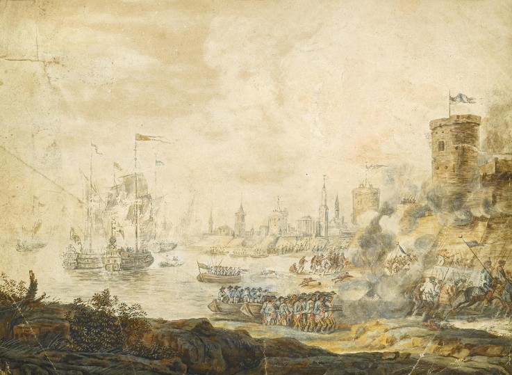 The naval Battle of Chesma on 5 July 1770 od Unbekannter Künstler