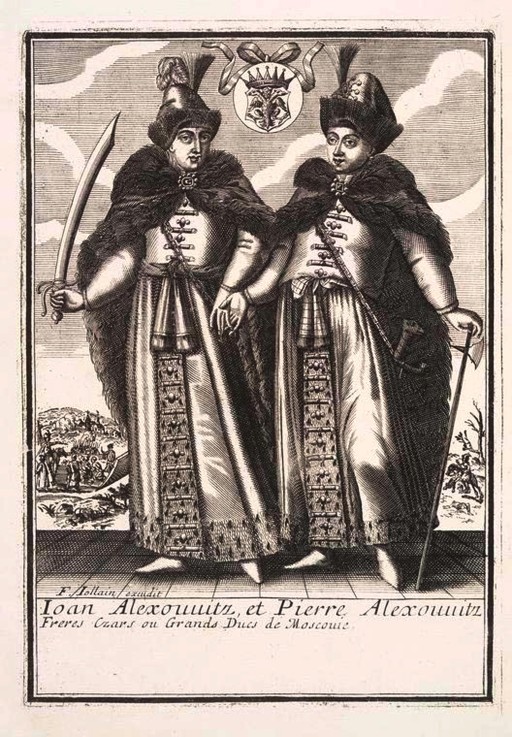 The Tsars Ivan Alexeyevich and Pyotr Alexeyevich of Russia od Unbekannter Künstler