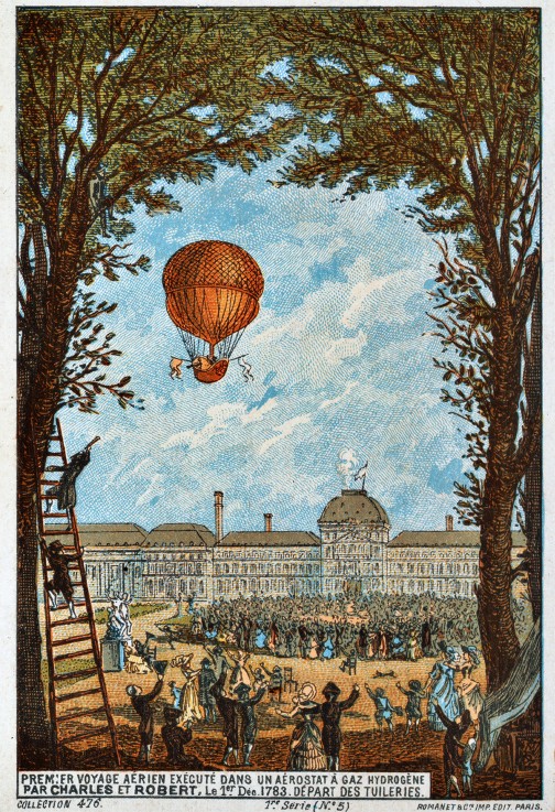 First aerial voyage by Charles and Robert, 1783 (From the Series "The Dream of Flight") od Unbekannter Künstler
