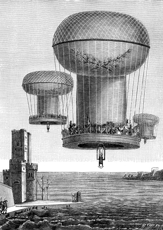 Fantastic air balloon project for the French troops transportation to England od Unbekannter Künstler