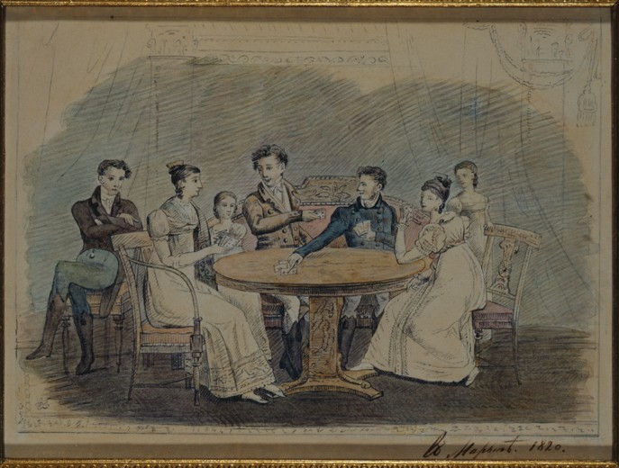 Golitsyn Family at the Table od Unbekannter Künstler