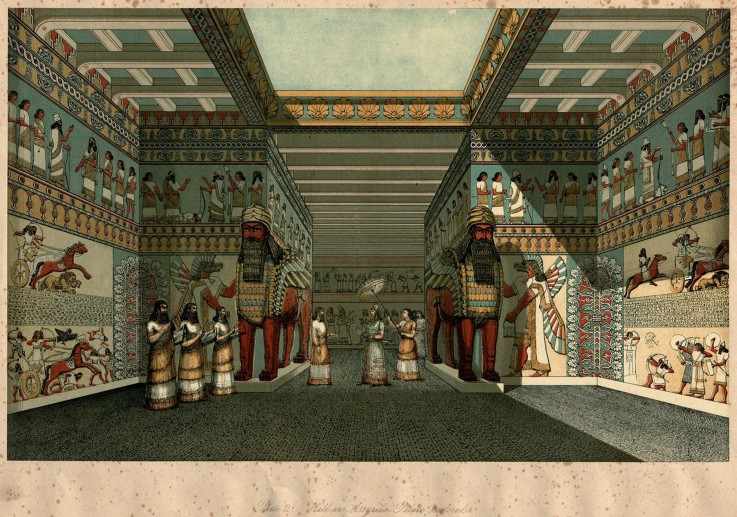 The Hall of an Assyrian Palace Restored (From "The Nineveh Court in the Crystal Palace" by Austen He od Unbekannter Künstler