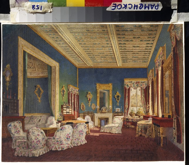 Interior in the Talyzin's Manor House Denezhnikovo od Unbekannter Künstler