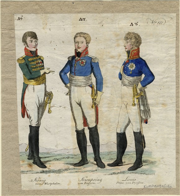 Jérôme Bonaparte, King of Westphalia, Prince Louis Ferdinand of Prussia and Ludwig I of Bavaria od Unbekannter Künstler