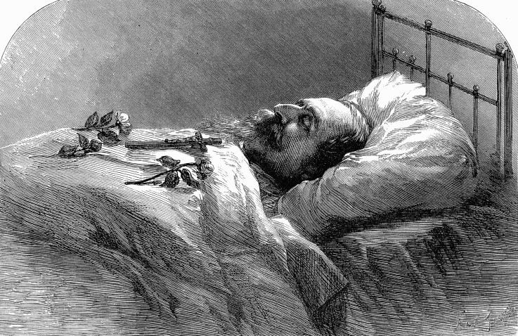 Emperor Napoleon III on the deathbed od Unbekannter Künstler