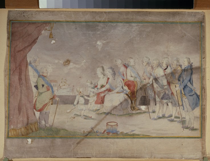 Empress Catherine II with her family and courtiers od Unbekannter Künstler
