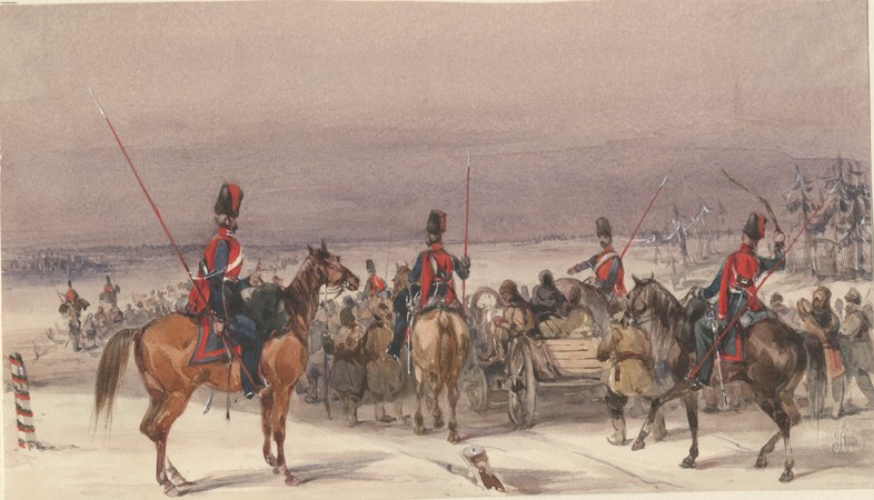 Cossacks convoying deportees od Unbekannter Künstler