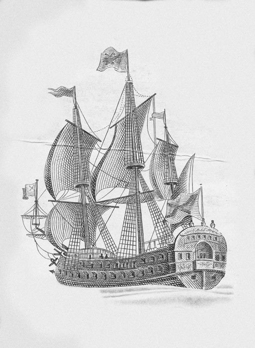 Russian ship of the line "Poltava" (1712) od Unbekannter Künstler