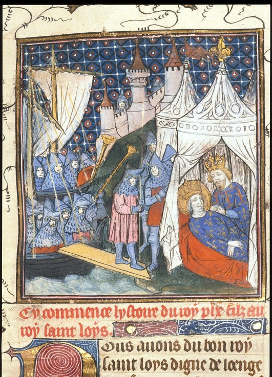 Saint Louis died during his second crusade in Tunis (From the Chroniques de France ou de St Denis) od Unbekannter Künstler