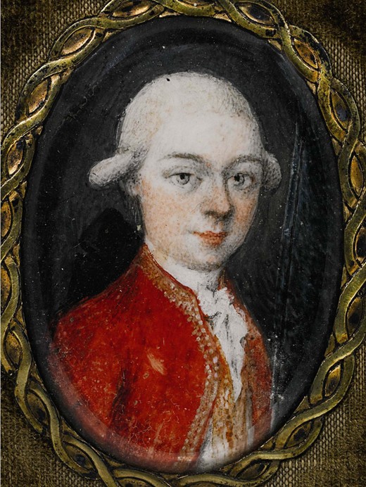 Miniature portrait of Wolfgang Amadeus Mozart (1756-1791) od Unbekannter Künstler