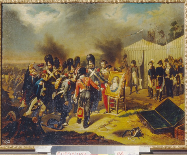 Napoleon shows the portrait of his son to the guardsmen od Unbekannter Künstler
