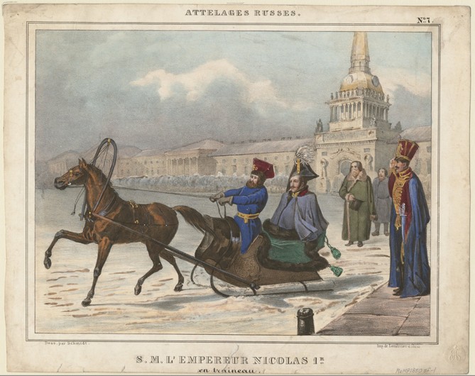 Nicholas I of Russia in a sleigh od Unbekannter Künstler