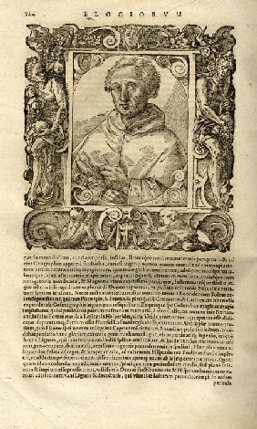 Portrait of Christopher Columbus. (From Elogia virorum bellica virtute illustrium by Paolo Giovio)