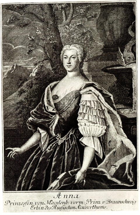 Portrait of Princess Anna Leopoldovna (1718-1746), tsar's Ivan VI mother od Unbekannter Künstler