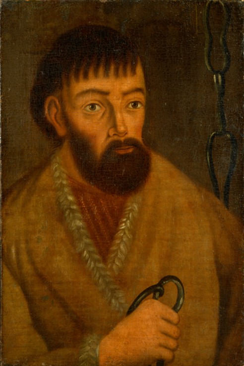 Portrait of the leader of a great Cossack insurrection Yemelyan I. Pugachev (c. 1742-1775) od Unbekannter Künstler