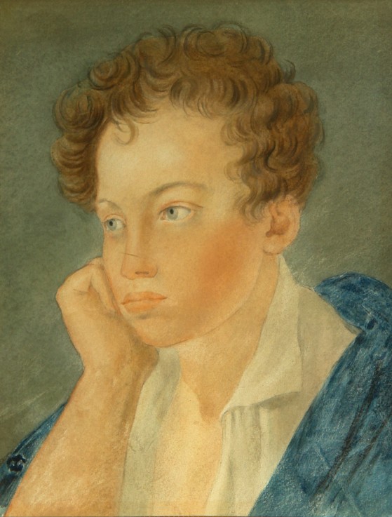 Portrait of the poet Alexander S. Pushkin (1799-1837) od Unbekannter Künstler