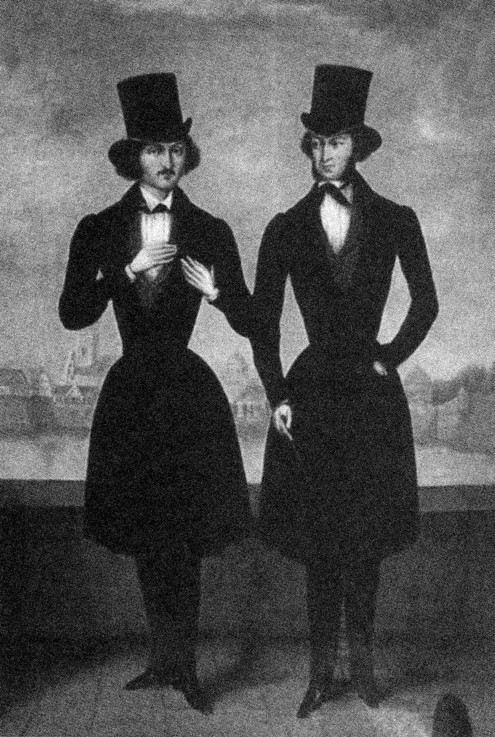 Portrait of Alexander Pushkin and Nikolai Gogol od Unbekannter Künstler