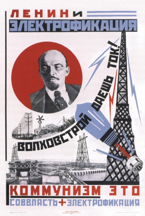Lenin and electrification (Poster) od Unbekannter Künstler