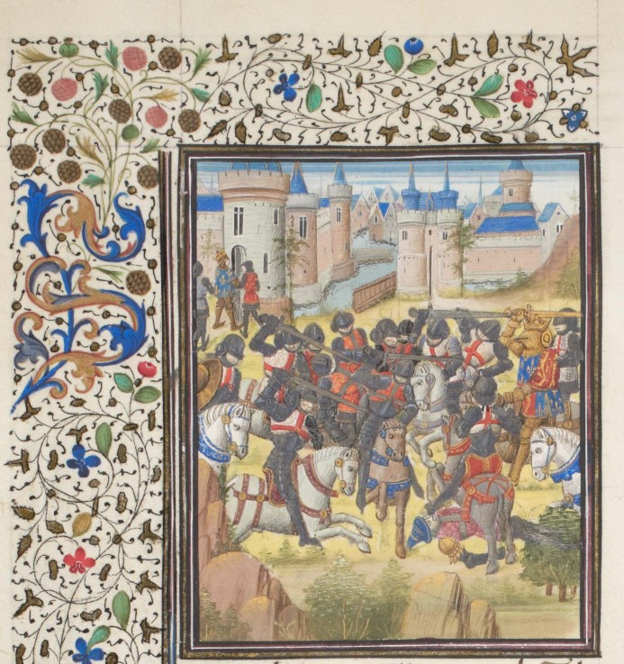 Victory of Richard the Lionheart over Philip Augustus in 1198. Miniature from the "Historia" by Will od Unbekannter Künstler