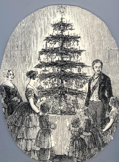 Christmas with Queen Victoria, Prince Albert, their children and Queen Victoria's mother, in 1848 (f