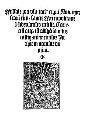Title page of the first Norwegen Missal (Missale Nidarosiense)