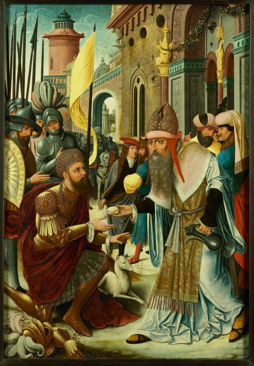 Meeting of Abraham and Melchizedek in a synagogue od Unbekannter Künstler