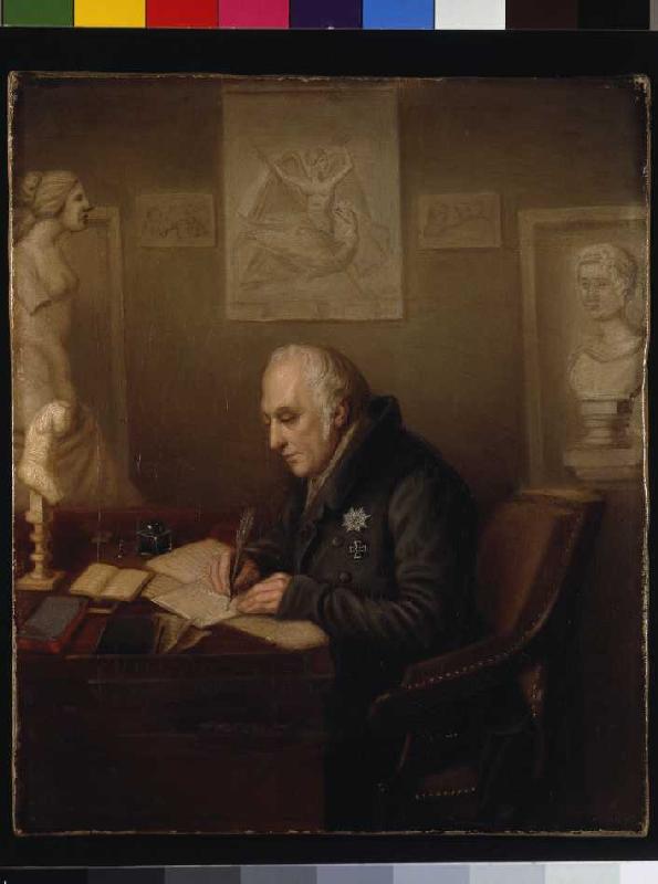 Wilhelm von Humboldt (1767-1853) in seinem Arbeitszimmer in Schloss Tegel. od Unbekannter Künstler
