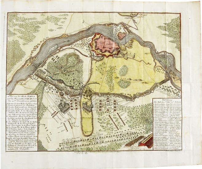 Map of the Battle at Narva od Unbekannter Meister