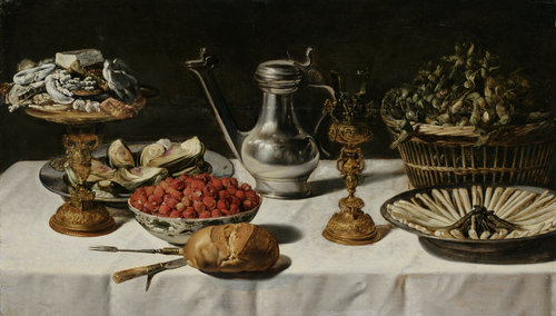 Stillleben (gedeckter Tisch mit Kanne und Pokal) od Unbekannter Meister