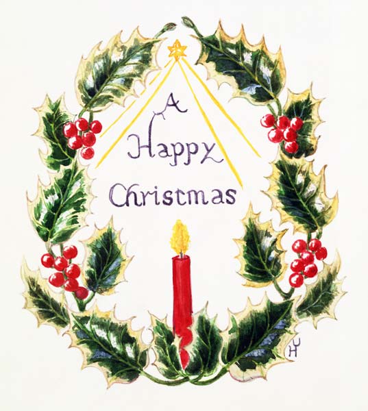 A Happy Christmas (w/c on paper)  od Ursula  Hodgson