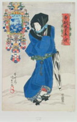 Japanese Woman in the Snow (colour woodblock print) od Utagawa Kunisada
