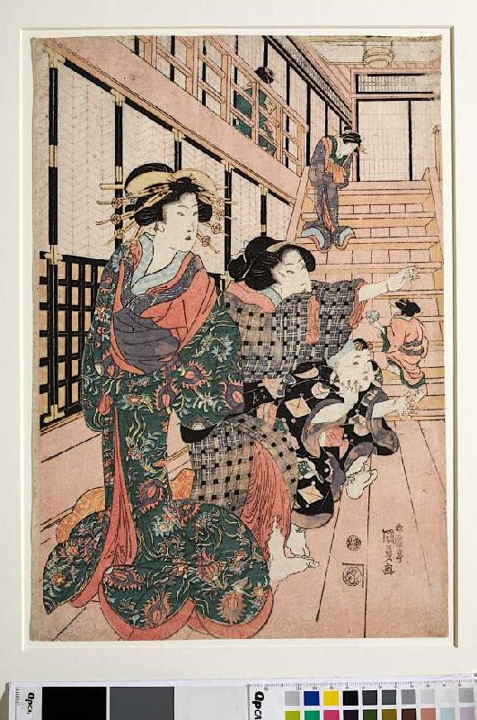 Kurtisanen, ihre Dienerinnen und Schülerinnen spielen Blindekuh od Utagawa Kunisada