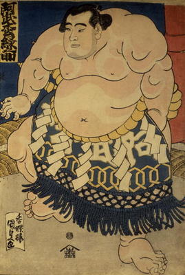 The sumo wrestler Abumatsu Rokunosuke, c.1835 (oban size, colour woodblock print) od Utagawa Kunisada