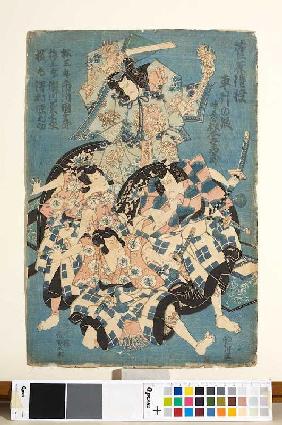 Wagenszene (Dritter Akt aus dem Kabuki-Schauspiel Die Schule der Schreibkunst des Hauses Sugawara)