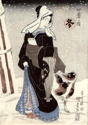 Winter, from the series 'Shiki no uchi' (The Four Seasons) (colour woodblock print) od Utagawa Kunisada