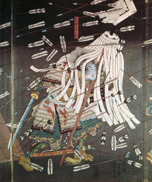 The Last Stand of the Kusanoki Clan, the Battle of Shijo Nawate, 1348, c..1851 od Utagawa Kuniyoshi
