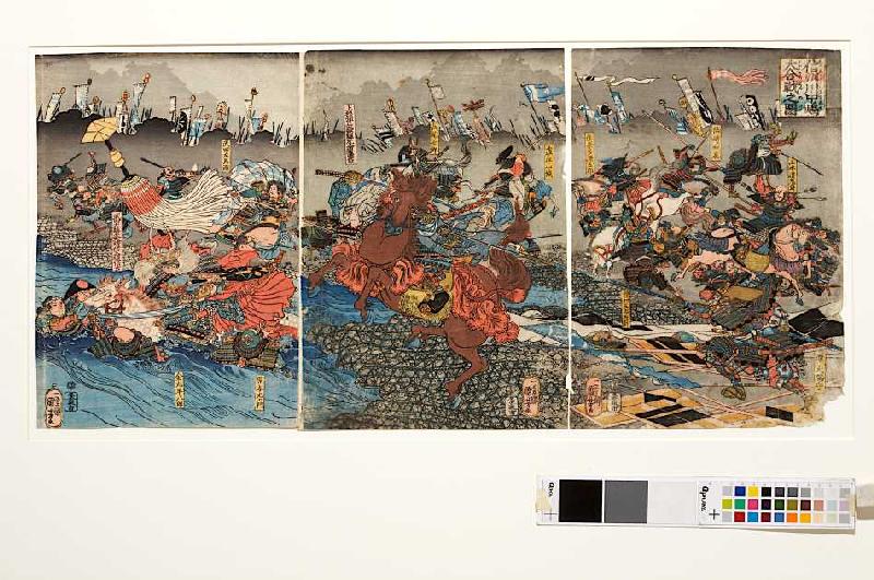 Der Kampf zwischen Shingen und Kenshin (Aus der Serie Die Schlachten von Kawanakajima [1553-1563]) od Utagawa Kuniyoshi