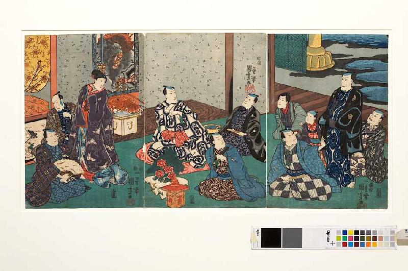 Gäste bei Danjuro VIII od Utagawa Kuniyoshi