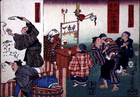 Moral teaching for shopboys, giving good and bad examples of behaviour od Utagawa Kuniyoshi