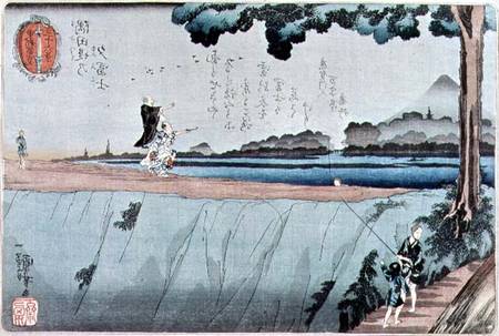 Mount Fuji from the Sumida River embankment, one of the views from Edo od Utagawa Kuniyoshi