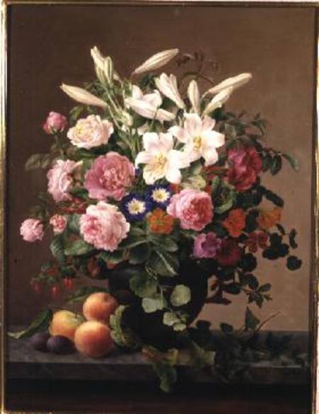 Still Life with Flowers and Fruit od V. Hoier