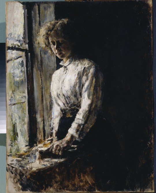 At the window. Portrait of Olga Fyodorovna Trubnikova od Valentin Alexandrowitsch Serow