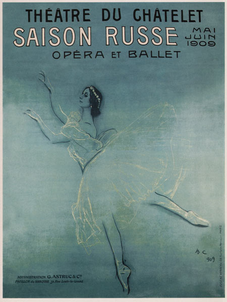 Advertising Poster for the Ballet dancer Anna Pavlova in the ballet Les sylphides by F. Chopin od Valentin Alexandrowitsch Serow