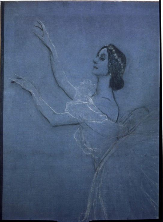Ballet dancer Anna Pavlova in the ballet Les sylphides by F. Chopin. Detail od Valentin Alexandrowitsch Serow